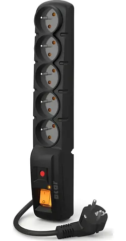 Acar F5 PRO 3m kabel černá / 5 zásuvek / přepěťová ochrana