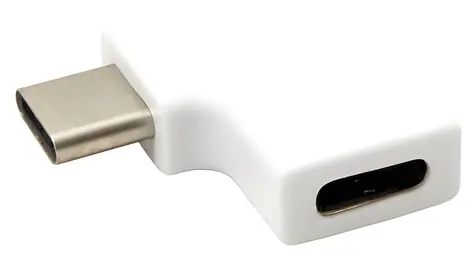 OEM USB-C (M) - USB-C (F) lomená 90° bílá / Redukce / USB 2.0