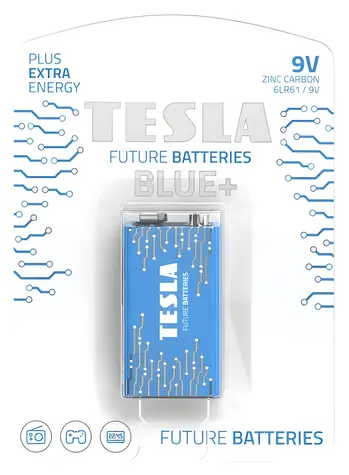 Tesla BLUE+ 9V / Baterie / Zinc Carbon / 6F22 / blistr / 1 ks