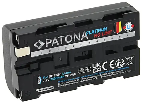 PATONA baterie pro foto Sony NP-F550/F330/F750 3500mAh / Li-Ion / Platinum / USB-C nabíjení