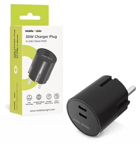 Mobile Origin PW33 30W černá / Nabíječka / GaN / 2x USB-C