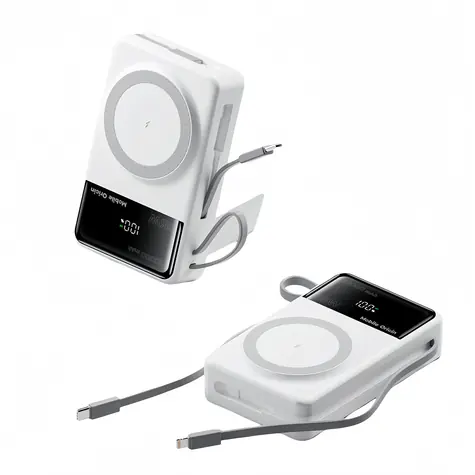 Mobile Origin PB15 bílá / Powerbanka / 20 000 mAh / 35 W PD / MagSafe / LCD displej