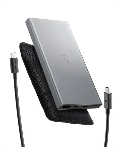 Spigen Essential EA2210 šedá / Powerbanka / 10 000 mAh / 22,5W / 2x USB-C + 1x USB-A