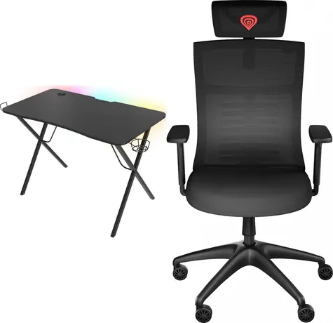 Genesis Holm 200 RGB + Astat 200 G2 černá / Herní stůl a křeslo / 113×60 cm