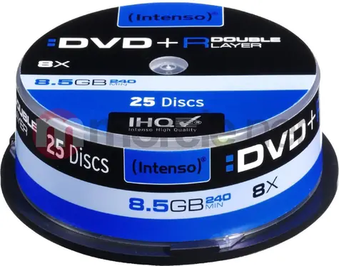 Intenso 25 ks / Optické médium / DVD+R DL / 8.5 GB / 8x / Spindl