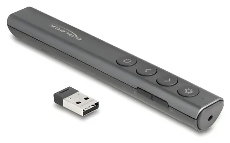 Delock USB Laser Presenter antracitová / Prezentér / Laserové ukazovátko / USB přijímač