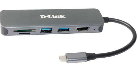 D-Link DUB-2327 černá / USB-C hub / 6v1 / HDMI / čtečka karet / PD