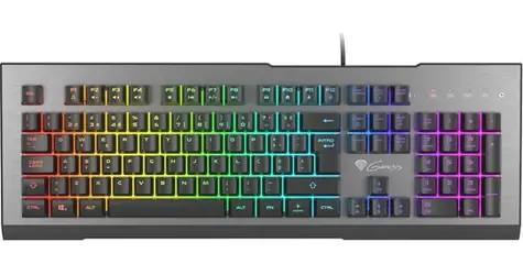 Genesis Rhod 500 RGB černá, stříbrná / Herní klávesnice / RGB podsvícení / 104 kláves / drátová