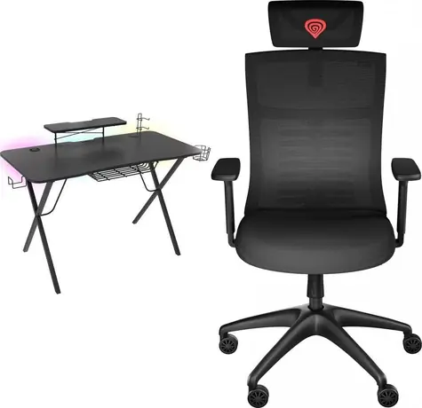 Genesis Holm 300 RGB + Astat 200 G2 černá / Herní stůl a křeslo / 120×60 cm