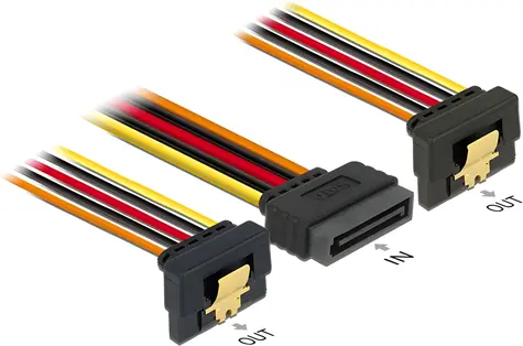 Delock 60145 / Napájecí kabel / SATA 15pin (M) - 2x SATA 15pin (F) / 0,15 m