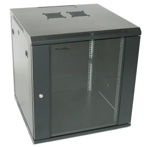 XtendLan 18U 600x600 / Nástěnný rozvaděč / jednodílný, rozložený / skleněné dveře