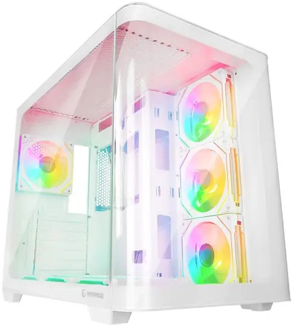 Rampage Loopy bílá / PC skříň / ATX / akvárium design / 7x ARGB ventilátor / Infinity HUB