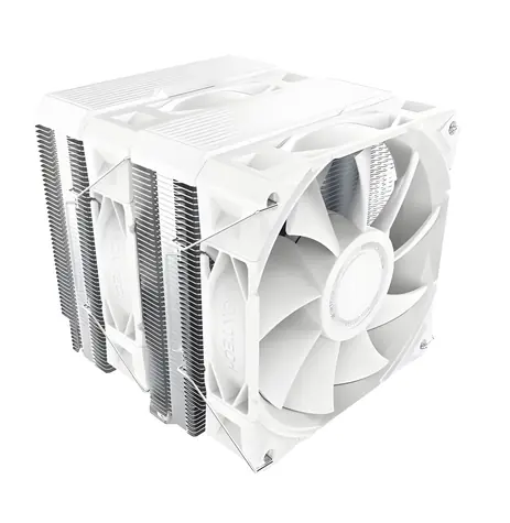 Montech NX600 bílá / Chladič CPU / Dual Tower / 2× 120 mm / 800-2000 RPM / 6 heatpipes / PWM / pro AMD a Intel