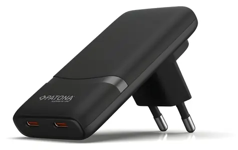PATONA Slim černá / Nabíječka / GaN / 2x USB-C / PD 65W / QC3.0