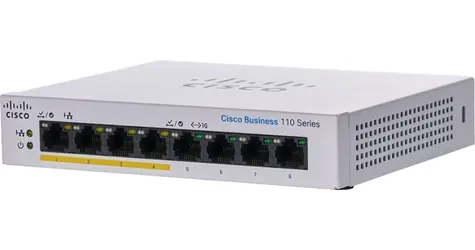 Cisco CBS110-8PP-D-EU / Desktop Switch / 8-Port Gigabit / 4x PoE / Fanless