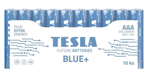 Tesla BLUE+ Zinc Carbon / Baterie mikrotužková AAA (R03) / 10 ks / fólie