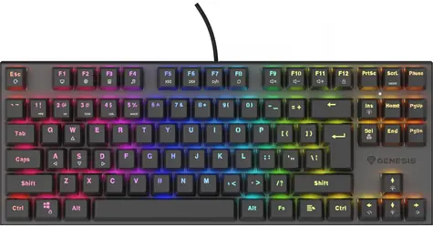 Genesis Thor 303 TKL Outemu Peach Silent černá / Herní klávesnice / Mechanická / Podsvícená / Hliníkový rám / USB