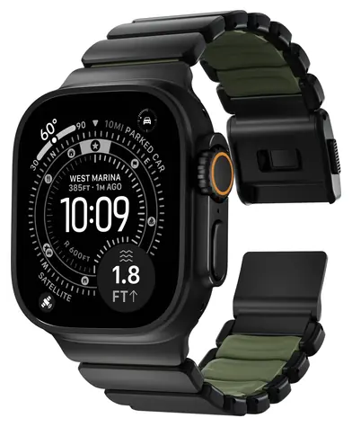 Nomad Stratos Band černá/zelená / Řemínek / Pro Apple Watch 45/46/49mm / Titan a FKM