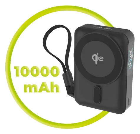 Mobile Origin PB19 černá / Powerbanka / 10 000 mAh / Qi2 15W / USB-C kabel / TFT displej
