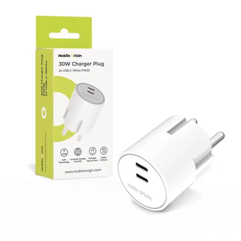 Mobile Origin PW33 bílá / Nabíječka / 30W / GaN / 2x USB-C