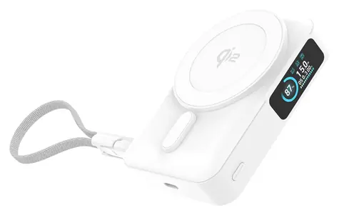 Mobile Origin PB19 bílá / Powerbanka / 10 000 mAh / Qi2 15W / USB-C kabel / TFT displej