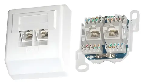 XtendLan 2x RJ-45 Cat5e / Zásuvka / UTP / na omítku / úhel 45° / LSA