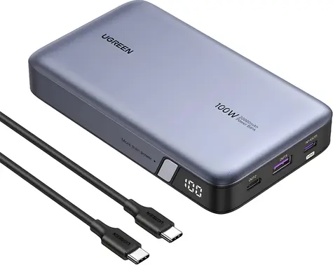 Ugreen PB720 šedá / Powerbanka / 20000mAh / LED displej / rychlonabíjení / 2x USB-C