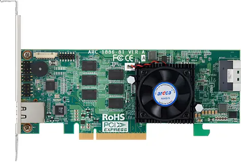 Areca 1886-8i / RAID řadič / Tri-Mode SAS3 / 1x SFF-8654 / 8GB cache / PCIe 4.0 x8 / LP