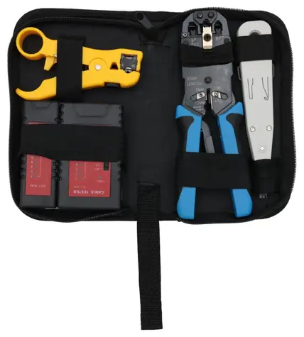 XtendLan Kit LAN II / Krimpovací kleště / RJ-45, RJ-12, RJ-11, RJ-10 / narážeč / tester