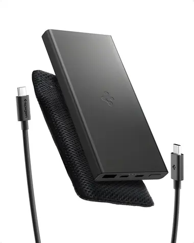 Spigen Essential EA2210 černá / Powerbanka / 10 000 mAh / 22,5W / 2x USB-C + 1x USB-A