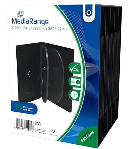 MediaRange DVD obal pro 5 disků černý / 22 mm / 5 ks