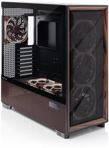 Antec Flux Pro Noctua Edition černá/dřevo / Skříň / E-ATX / 6x ventilátor Noctua / 2x USB-C / tvrzené sklo