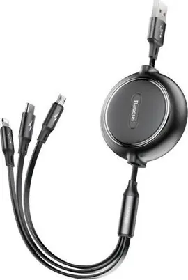 Baseus 3v1 černá / Kabel USB-A / USB-C, microUSB, Lightning / 1,2 m