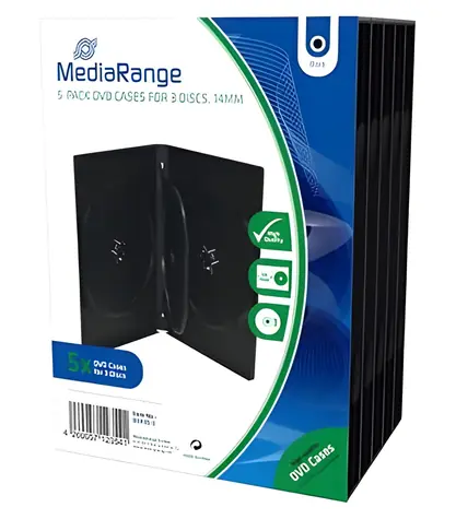 MediaRange DVD obal pro 3 disky černá (5ks) / 14 mm