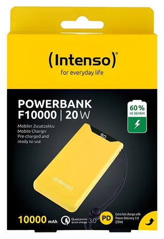Intenso F10000 žlutá / Powerbanka / 10000 mAh / USB-C PD / USB-A QC3.0 / 20W