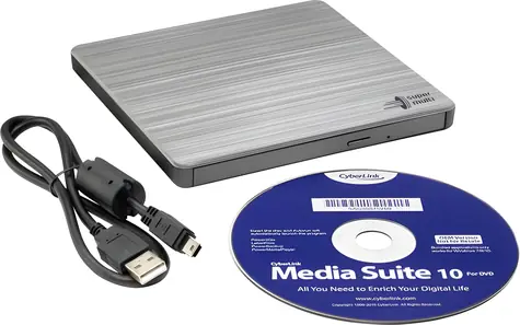 Hitachi-LG GP60NS60 stříbrná / Externí vypalovací mechanika / slim / DVD+-RW / M-Disc / USB 2.0