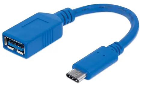 Manhattan USB-C - USB-A modrý / Kabel / USB 3.2 Gen 1 / 5 Gbit/s / 0,15 m