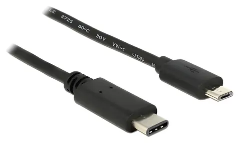 Delock USB-C - Micro-B 0,5 m černá / Kabel / USB 2.0 / 480 Mbit/s / 3 A