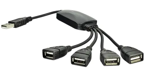 Akyga USB Hub černá / USB hub / 4 porty / USB 2.0 / kabel 15 cm