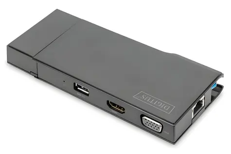 Digitus DA-70894 / Cestovní dokovací stanice / USB-C / HDMI / VGA / RJ-45 / čtečka karet SD/microSD