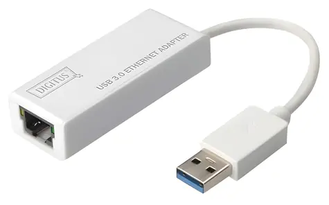 Digitus DN-3023 bílá / Síťová karta / USB 3.0 / Gigabit Ethernet / 10/100/1000 Mbps / RJ-45