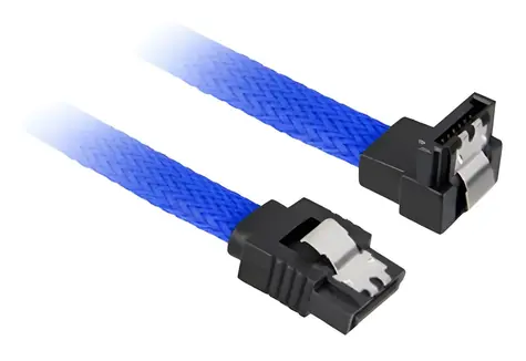 Sharkoon SATA III modrá / Datový kabel / úhlový 90° / 60 cm / 6 Gbit/s