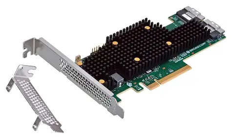Broadcom HBA 9600-16i / Řadič HBA / Tri-Mode SAS SATA NVMe / SFF-8654 / PCIe 4.0 x8 / bez cache