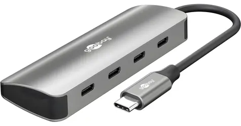 Goobay Slim USB-C hub šedá / Rozbočovač / 4 porty / USB 3.2 Gen 2 10 Gb/s