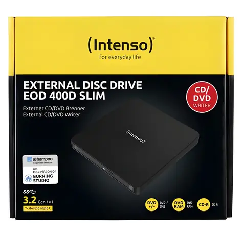 Intenso EOD 400D Slim černá / Externí DVD vypalovačka / USB 3.2 Gen1 / 8x DVD / 24x CD