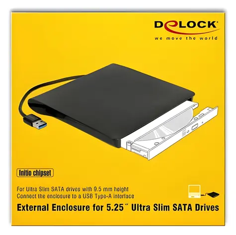 DeLock 42603 černá / Externí box pro Slim SATA mechaniky / 5.25