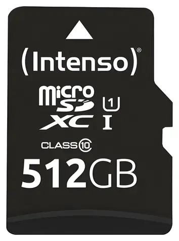 Intenso Premium microSDXC 512GB / Paměťová karta / UHS-I U1 / Class 10 / čtení: 90 MB/s / vč. SD adaptéru