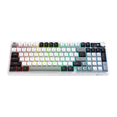 ONIKUMA MT902 černobílá / Herní klávesnice / bezdrátová / 2,4 GHz / RGB / membránová