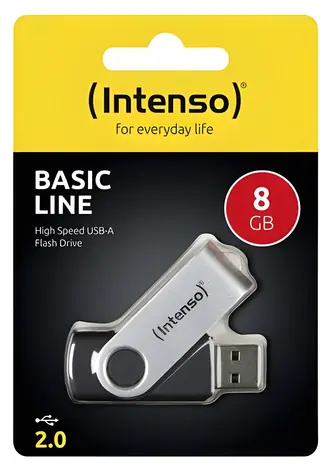 Intenso Basic Line 8GB černá, stříbrná / Flash disk / USB 2.0 / čtení 28 MB/s / zápis 6,5 MB/s