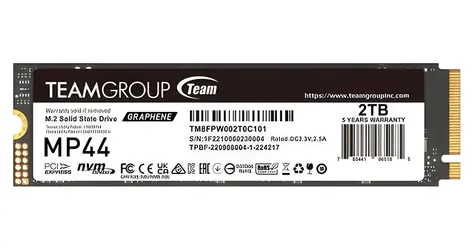 TeamGroup MP44 2TB / SSD / NVMe PCIe 4.0 x4 / M.2 2280 / R: 7400 MBps / W: 7000 MBps / MTBF 1,6mh